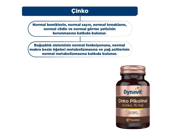 Dynavit Çinko Pikolinat 15 mg 60 Tablet - 3