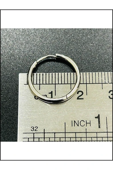 Halka Model, Paslanmaz Çelik Küpe 423, Gümüş Renk - 4