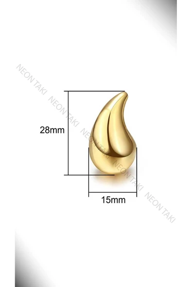 Xxx Damla, Paslanmaz Çelik Kolye 35 Altın Renk Damla G15mmxy28mm Kolye 47,5cm - 3