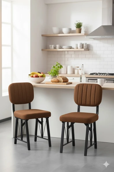 Elfin 70x110 Siyah Yemek Masası, Yemek Masası Takımı, 2 Sandalye 1 Bench - Kahverengi - 3