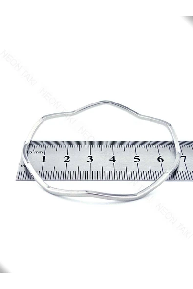 Ajda Bilezik, 3 adet, Kare Zik Zak form, Paslanmaz Charm Taşıyıcı Bileklik 160, Çap 65Mm, Gümüş Renk - 6