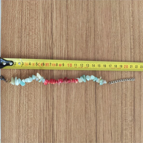Kırmızı Mercan & Amazonit Doğal Taş El Yapımı Bileklik Mor ürün görseli