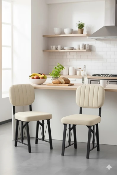 Elfin 70x110 Efes Yemek Masası, Yemek Masası Takımı, 2 Sandalye 1 Bench - Krem - 3