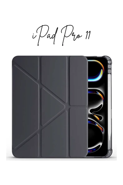 iPad Pro 11 2025 M5 Çip Uyumlu Tri Folding Kalem Bölmeli Akıllı Standlı Özellikli Kılıf - Resim 12