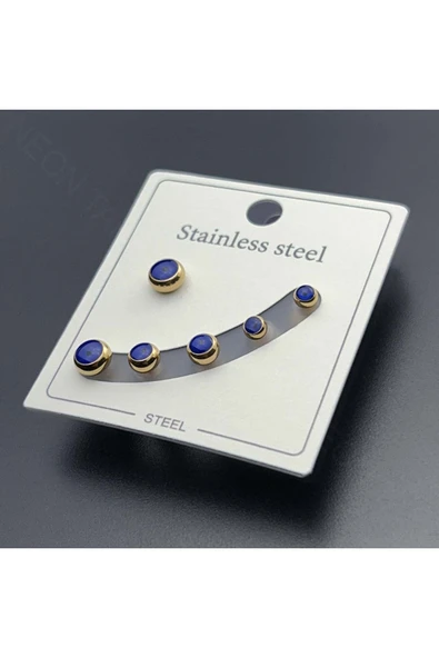 Küpe, Kararmayan Paslanmaz Çelik, Göz Detaylı, Altın Renk, Model541 - Resim 2