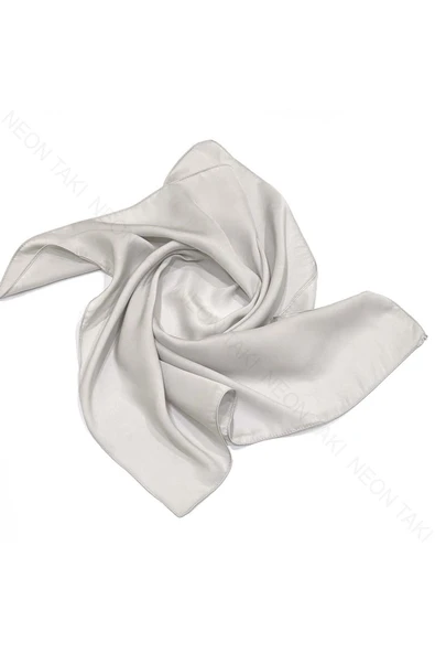 Açık Gri Renk, Fular 11, 57cmx57cm - 7