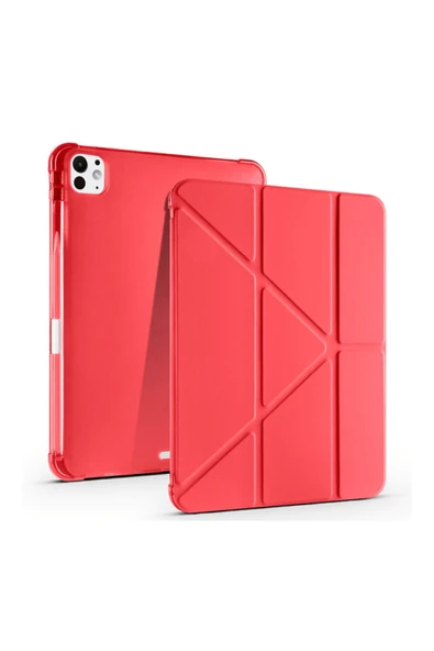 iPad Pro 11 2025 M5 Çip Uyumlu Tri Folding Kalem Bölmeli Akıllı Standlı Özellikli Kılıf - Resim 6