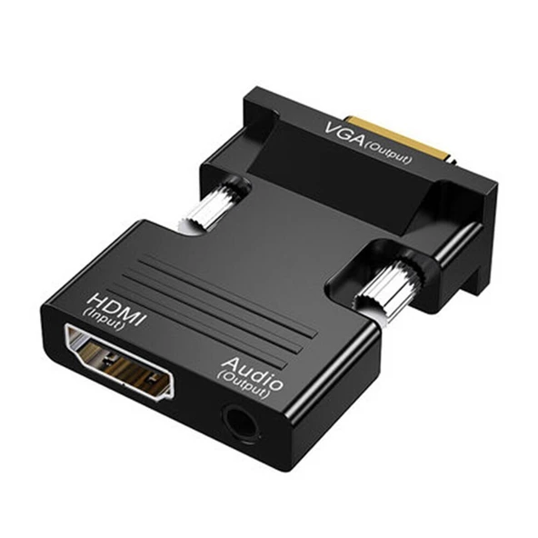Anunnaki Ses Destekli HDMI (Dişi) to VGA (Erkek) Video Çevirici Dönüştürücü Aux Ses Kablolu - 2