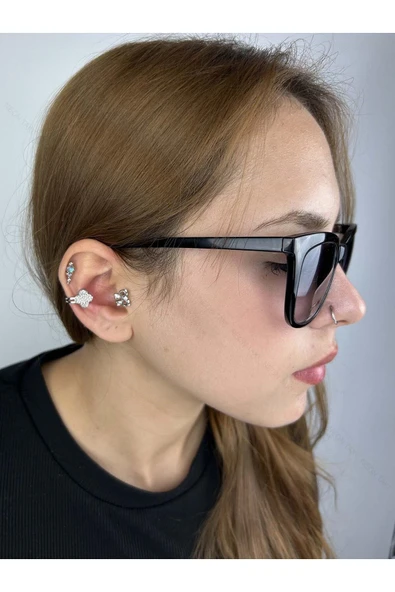 Küpe, Kararmayan Çelik, Kıkırdak bölgesi, , Gümüş Renk, Model501 - Resim 2