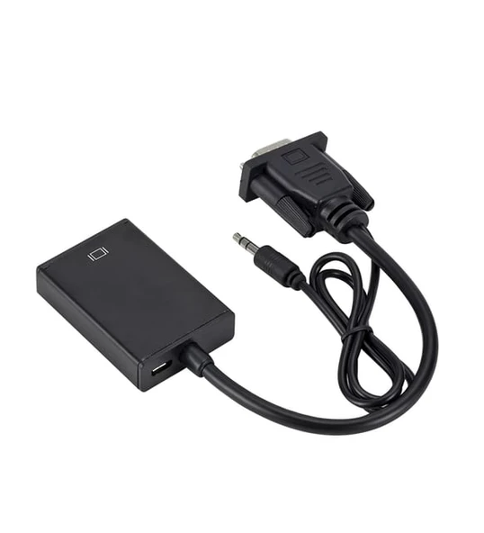 Vga to Hdmı Full Hd 1080p/60Hz Dönüştürücü Kablo 50 Cm Görüntü Ve Ses Çevirici + Audio Aux Ses Kablo - Resim 4