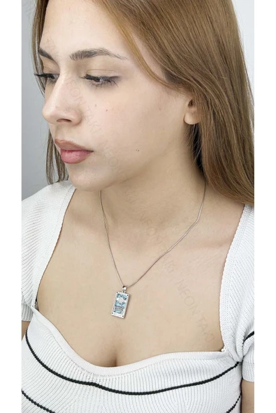 Kolye, Zirkon Taşlı, Kararmayan Paslanmaz Çelik, Güneş Detaylı, Gümüş Renk, Model310 - Resim 2