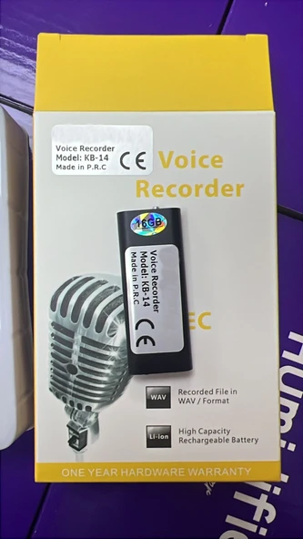 16GB Mini Dijital Ses Kayıt Cihazı USB Şarjlı Uzun Süre Kayıt Özellikli - 2