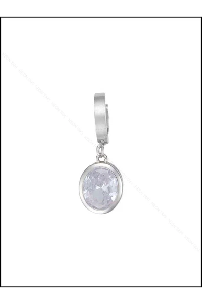 Küpe, Zirkon Taşlı, Kararmayan Paslanmaz Çelik, Sallantılı, Gümüş Renk, Model141 - Resim 3