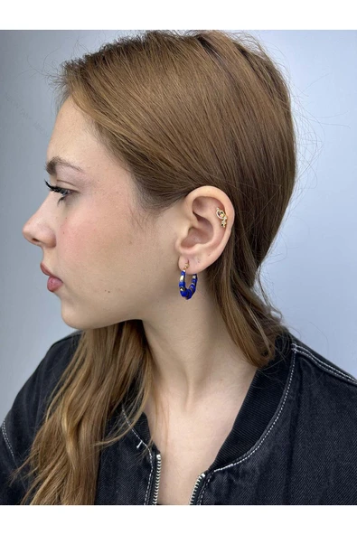 Küpe, Kararmayan Paslanmaz Çelik, Halka Model, Altın Renk, Model539 - Resim 2