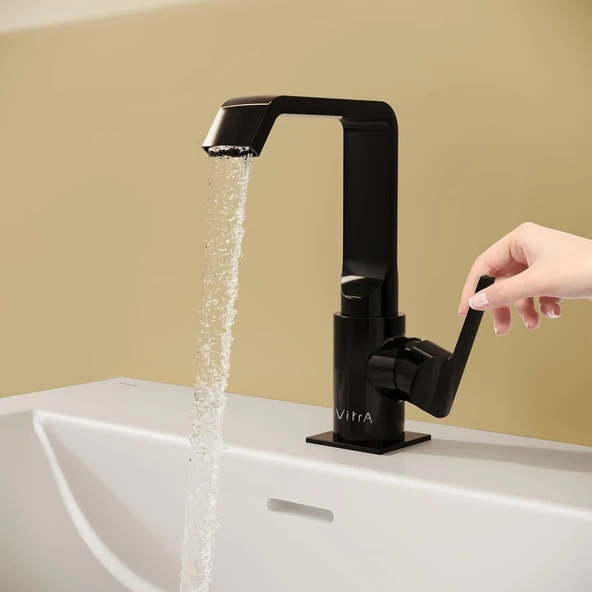 VitrA Suit A4261639 Lavabo Bataryası Yandan, Parlak Siyah - Resim 3