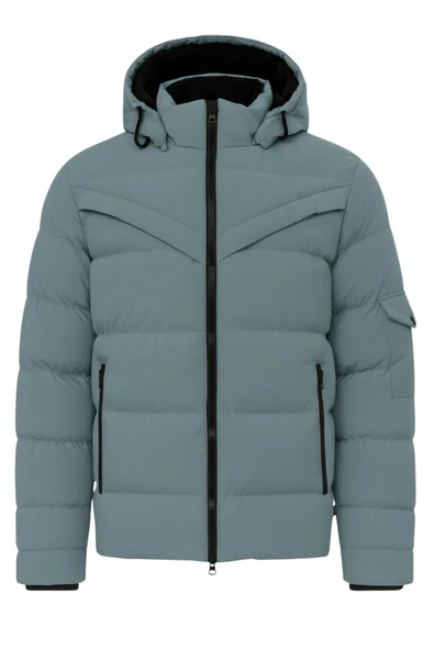 Erkek Su Yeşili Erkek Outdoor Su Geçirmez Kapüşonlu Kışlık Kaban – Rüzgar ve Yağmura Dayanıklı  Mont&Kaban