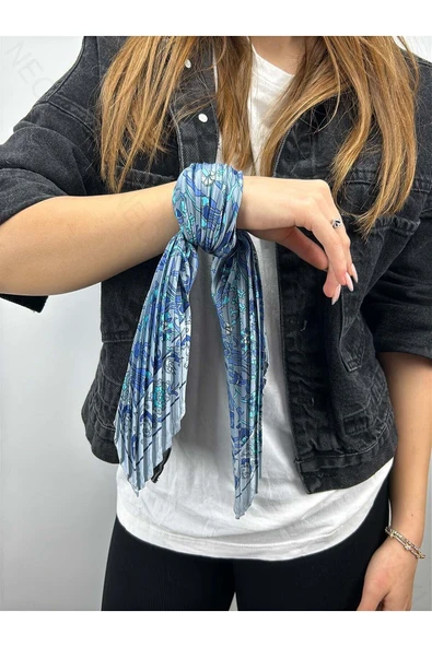 Çok Renkli, Piliseli (KATLAMALI), Fular 19, Piliseli Ölçü 48cmx48cm - 1