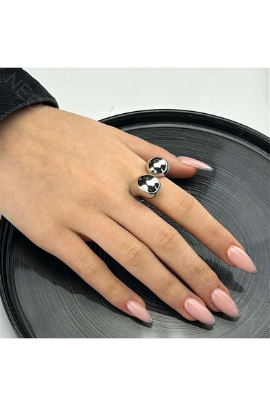 Damla Bottega Model, Paslanmaz Çelik Yüzük 145, Gümüş Renk, Ayarlanabilir - 1