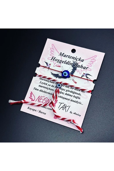 Marteniçka Bileklik, İp, İkili, Boncuklar Lacivert Renk, Kırmızı Renk, Model4 - Resim 2