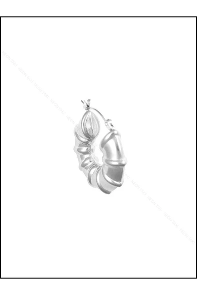 Küpe, Kararmayan Paslanmaz Çelik, Halka Model, Gümüş Renk, Model394 - Resim 5