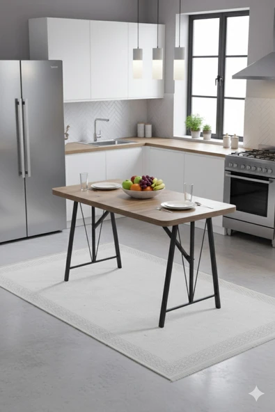 Elfin 70x110cm Sabit Atlantik, Yemek Masası, Yemek Masası Takımı, 2 Lacivert Benchli - 4