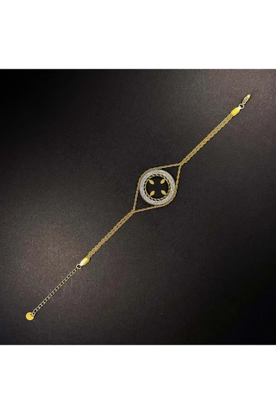 Bileklik, Kararmayan Paslanmaz Çelik, Çeyrek Altın Takılan, Altın Renk, Model3 - Resim 3