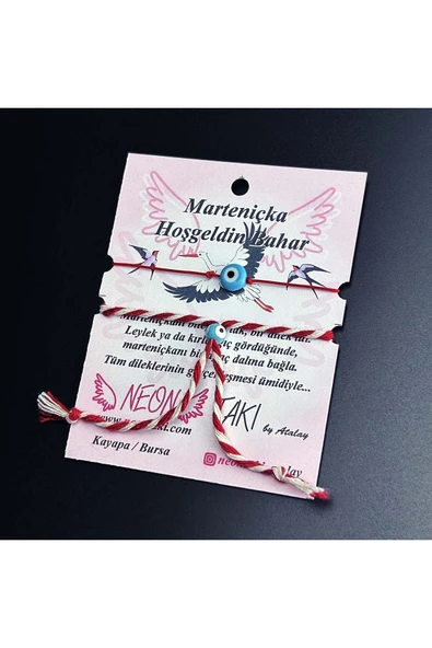 Marteniçka Bileklik, İp, İkili, Boncuklar Turkuaz Renk, Kırmızı Renk, Model5 - Resim 5