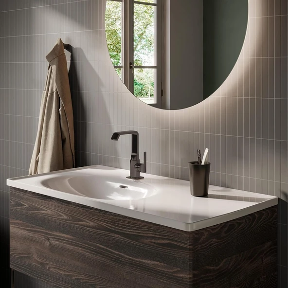 VitrA Suit A4261639 Lavabo Bataryası Yandan, Parlak Siyah - Resim 4