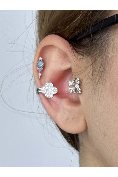 Küpe, Kararmayan Çelik, Kıkırdak bölgesi, , Gümüş Renk, Model501 ürün görseli 1