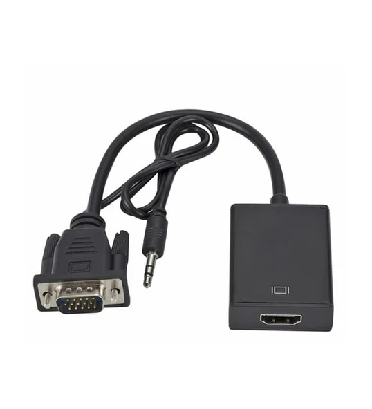 Vga to Hdmı Full Hd 1080p/60Hz Dönüştürücü Kablo 50 Cm Görüntü Ve Ses Çevirici + Audio Aux Ses Kablo - Resim 3