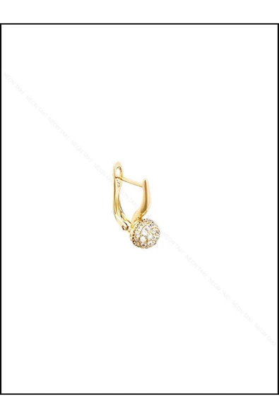 Zirkon Taşlı, Altın Kaplama Paslanmaz Küpe 241, Pembe (ROSE) Renk - 3