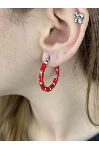 Küpe, Kararmayan Paslanmaz Çelik, Halka Model, Gümüş Renk, Model540 ürün görseli 1