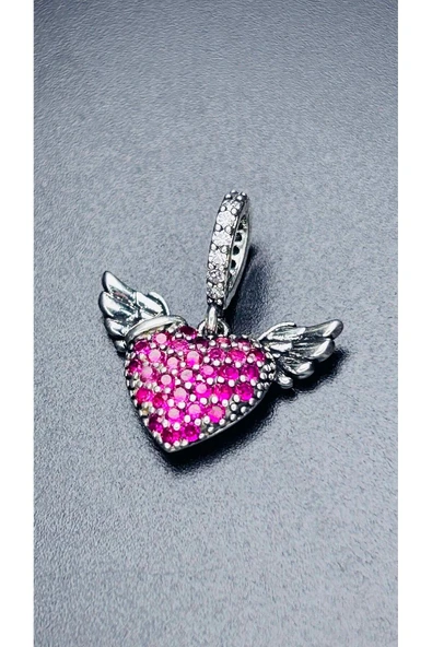 Charm, Kararmayan Çelik, Melek Kanadı ve Kalp (BİLEKLİK DAHİL DEĞİLDİR!!), Gümüş Renk, Model10 ürün görseli 1