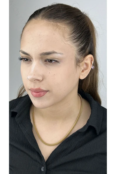 Kolye, Kararmayan Paslanmaz Çelik, Hasır Boru Model, Altın Renk, Model40 ürün görseli 1