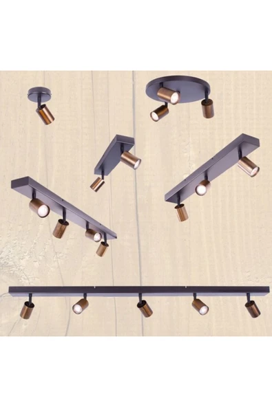 Modern Siyah Bakır Eskitme 120 cm 4’lü Hareketli Spot Avize GU10 LED ampul dahil - Resim 4