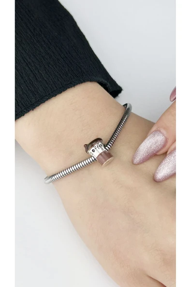 Kahve, Pan Bileklik için Çelik Charm 39, Kasa Gümüş Renk (BİLEKLİK DAHİL DEĞİLDİR!!) - 2