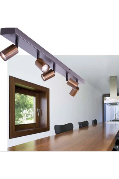 Modern Siyah Bakır Eskitme 120 cm 4’lü Hareketli Spot Avize GU10 LED ampul dahil ürün görseli