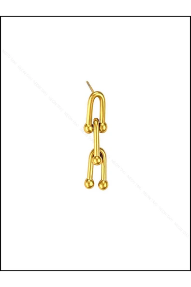 Küpe, Kararmayan Paslanmaz Çelik, Sallantılı, Altın Renk, Model336 - Resim 3