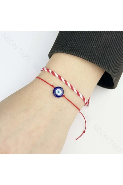 Marteniçka Bileklik, İp, İkili, Boncuklar Lacivert Renk, Kırmızı Renk, Model4 ürün görseli 1