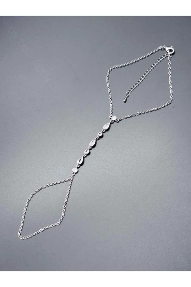 Zirkon Taşlı, Damla Model, Paslanmaz Çelik Şahmeran 8, Gümüş Renk - 8