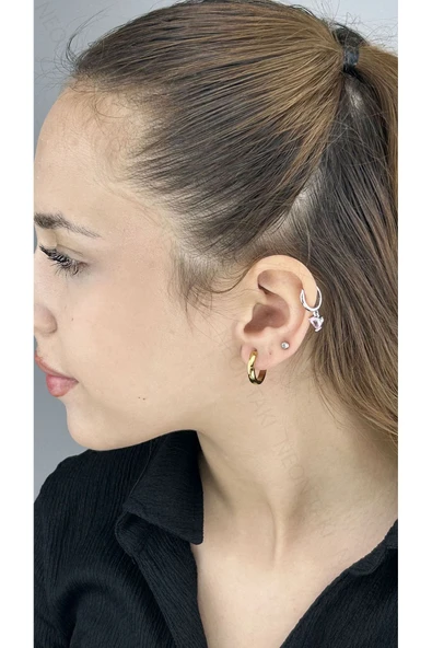 Paslanmaz Halka Küpe 619, Altın Renk, Dış Çap 18mm - 2