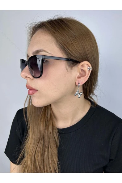 Harf Küpe, Kararmayan Paslanmaz Çelik, M Harf, Balon Formlu, Gümüş Renk, Model297 - Resim 2