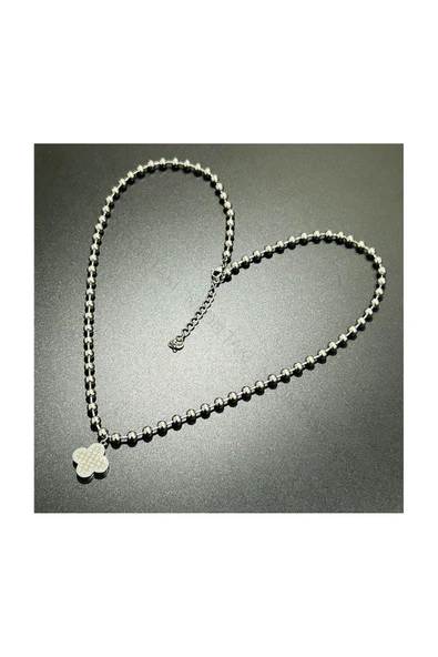 Kolye, Kararmayan Paslanmaz Çelik, Topçuk Zincirli, Uzun Model, Gümüş Renk, Model242 - Resim 5