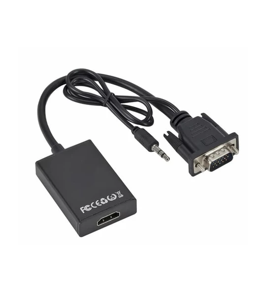 Vga to Hdmı Full Hd 1080p/60Hz Dönüştürücü Kablo 50 Cm Görüntü Ve Ses Çevirici + Audio Aux Ses Kablo - Resim 7