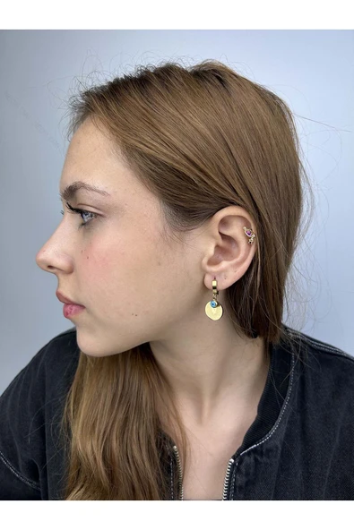 Küpe, Kararmayan Paslanmaz Çelik, Göz Detaylı, Reşatlı Ata Model, Altın Renk, Model82 - Resim 2