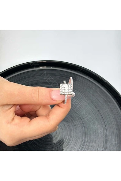 Yüzük, Zirkon Taşlı, Kararmayan Paslanmaz, Baget Model, Ölçü Ayarlanabilir, Gümüş Renk, Model153 - Resim 2