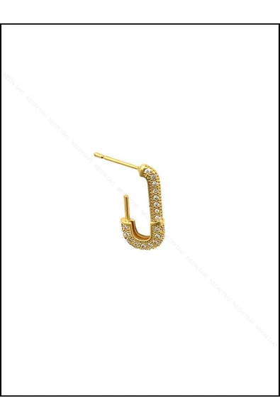 Zirkon Taşlı, Paslanmaz Çelik Küpe 72, Altın Renk - 3