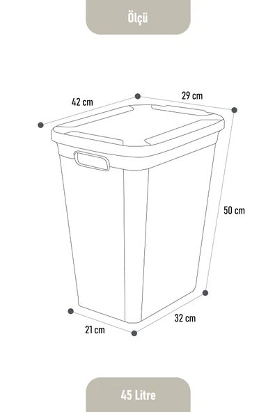 İronika Slim Kapaklı Dekoratif Kirli Çamaşır Sepeti 45 Litre - Beyaz - 5