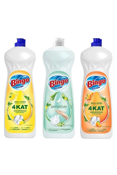 Bingo Bulaşık Deterjanı 650 ml x 3 Limon - Sensitive - Mandalina ürün görseli