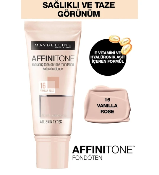 Maybelline New York Affinitone Fondöten - 16 Vanilla Rose ürün görseli 1